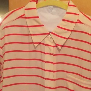 Orange and cream long sleeve blouse